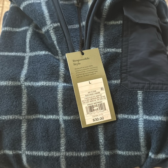 NEW! Goodfellow & Co Men’s Flannel 1/4 zip Pullover w Side Pockets. Very Warm. - Picture 3 of 7